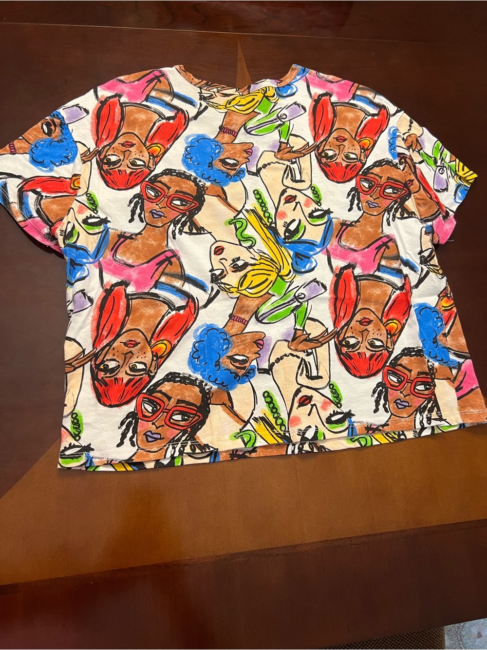 Zara-Face Graphic Art Print Tee - Multicolor